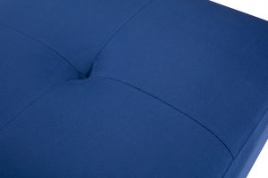 Tabouret bas en tissu effet velours texturé bleu nuit et métal noir H46 cm GUESTA