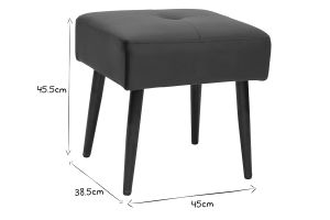 Tabouret bas en tissu effet velours texturé bleu nuit et métal noir H46 cm GUESTA