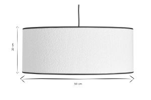 Suspension cylindrique en tissu effet laine bouclée blanc et rabane naturelle D50 cm TRAVES