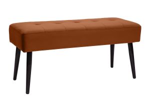 Banc design capitonné en velours terre brûlée et métal noir L95 cm GUESTA