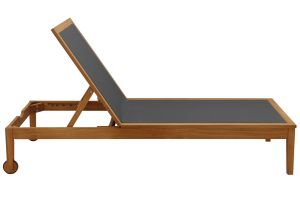 Bains de soleil gris foncé et bois massif (lot de 2) NAVEEN