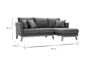 Canapé d'angle droit déhoussable scandinave 4 places en tissu vert de gris et bois clair OSLO