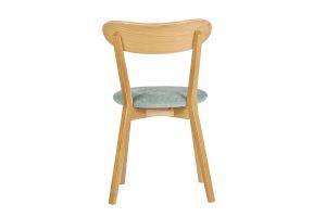 Sedie vintage in legno chiaro rovere e tessuto effetto velluto verde acquamarina (set di 2) DOVE