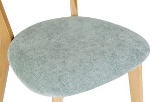 Sedie vintage in legno chiaro rovere e tessuto effetto velluto verde acquamarina (set di 2) DOVE