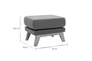 Pouf repose-pieds déhoussable scandinave en tissu vert de gris et bois clair OSLO