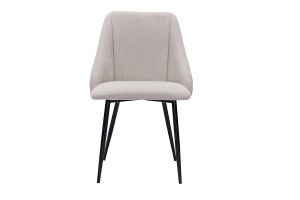 Chaises en tissu effet velours texturé beige et métal noir (lot de 2) HIGGINS