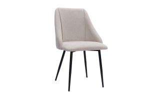 Chaises en tissu effet velours texturé beige et métal noir (lot de 2) HIGGINS
