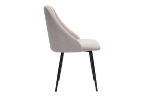 Chaises en tissu effet velours texturé beige et métal noir (lot de 2) HIGGINS
