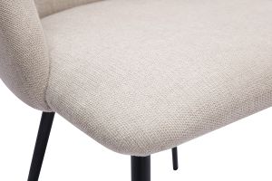 Chaises en tissu effet velours texturé beige et métal noir (lot de 2) HIGGINS