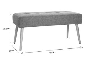 Banc scandinave capitonné en tissu effet velours texturé beige et bois clair L96 cm GUESTA