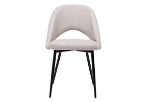 Chaises vintage en tissu effet velours texturé beige et métal noir (lot de 2) COSETTE