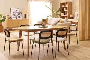 Buffet vintage bois clair chêne avec rangements 2 portes coulissantes L180 cm EPIC