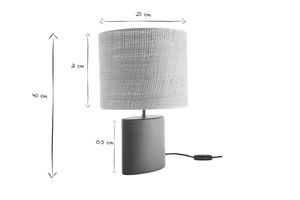 Lampe à poser en céramique vert foncé et abat-jour en raphia naturel H40 cm TIGA