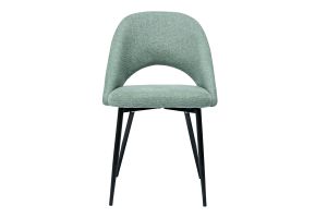 Chaises vintage en tissu effet velours texturé vert céladon et métal noir (lot de 2) COSETTE