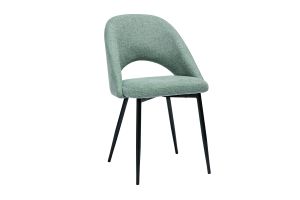 Chaises vintage en tissu effet velours texturé vert céladon et métal noir (lot de 2) COSETTE