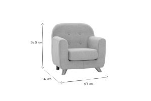 Fauteuil enfant scandinave en tissu effet velours texturé rose et bois clair NORKID