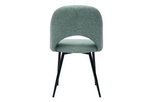 Chaises vintage en tissu effet velours texturé vert céladon et métal noir (lot de 2) COSETTE