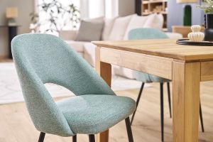 Chaises vintage en tissu effet velours texturé vert céladon et métal noir (lot de 2) COSETTE