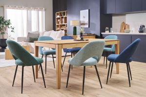 Chaises vintage en tissu effet velours texturé vert céladon et métal noir (lot de 2) COSETTE