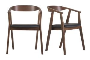 Sedie design in stile scandinavo nero e legno scuro (set di 2) BAHIA
