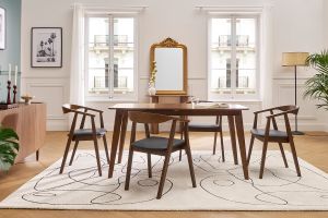 Sedie design in stile scandinavo nero e legno scuro (set di 2) BAHIA