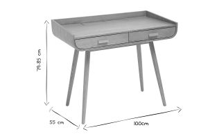 Bureau scandinave bois clair avec rangements 2 tiroirs L100 cm HALLEN