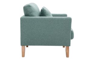 Fauteuil scandinave déhoussable en tissu vert de gris et bois clair OSLO