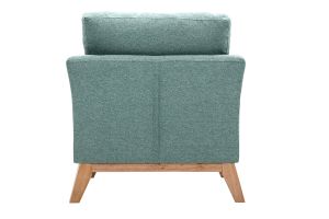 Fauteuil scandinave déhoussable en tissu vert de gris et bois clair OSLO