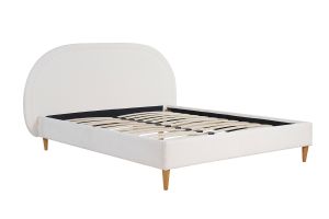 Lit 2 places 160x200 en tissu effet laine bouclée CHARLINE