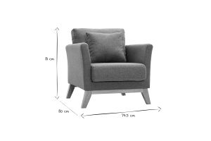 Fauteuil scandinave déhoussable en tissu vert de gris et bois clair OSLO