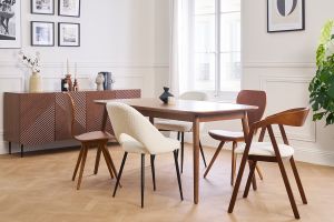 Table extensible rallonges intégrées rectangulaire en bois foncé noyer L160-210 cm ANK
