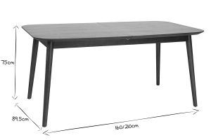 Table extensible rallonges intégrées rectangulaire en bois foncé noyer L160-210 cm ANK