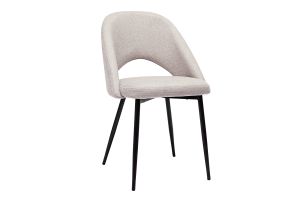 Chaises vintage en tissu effet velours texturé beige et métal noir (lot de 2) COSETTE