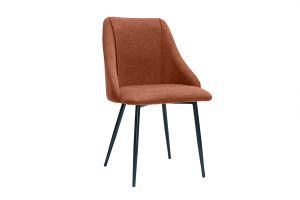 Chaises en tissu effet velours texturé terre brûlée et métal noir (lot de 2) HIGGINS