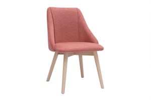 Chaises scandinaves en tissu effet velours texturé terracotta et bois clair (lot de 2) HIGGINS
