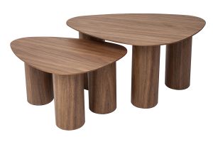 Tables basses gigognes design en bois foncé (lot de 2) FOLEEN