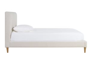 Lit 2 places 160x200 cm en tissu beige et bois clair SALOME