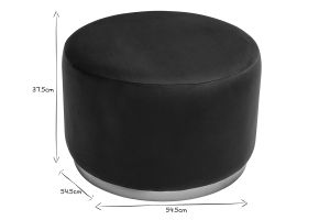 Pouf rond en velours bleu pétrole et métal doré D54 cm AMAYA