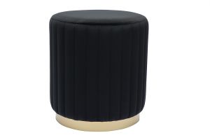 Pouf rond en velours noir et métal doré D40 cm DONA