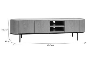 Meuble TV design bois clair et métal noir avec rangements L180 cm SKYE