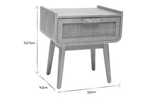 Comodini con cassetto in legno massello chiaro e motivo a intreccio in rattan (set di 2) ATHÈNE