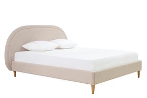 Lit 2 places 160x200 en tissu beige CHARLINE