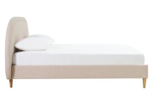 Lit 2 places 160x200 en tissu beige CHARLINE