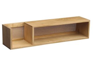 Etagère murale en bois manguier massif et cannage rotin L90 cm ACANGE