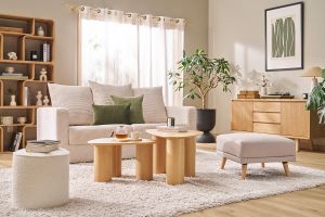 Tables basses gigognes design en bois clair (lot de 2) FOLEEN