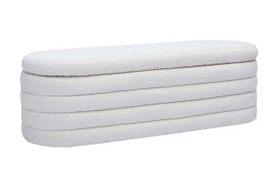 Banc coffre en tissu effet laine bouclée blanc L125 cm NAVY
