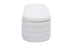 Banc coffre en tissu effet laine bouclée blanc L125 cm NAVY