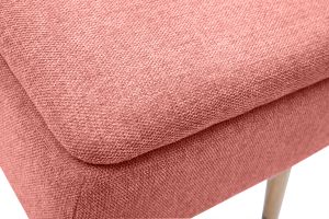 Banc coffre en tissu effet velours texturé terracotta et bois clair massif L120 cm LARS
