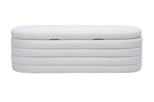 Banc coffre en tissu effet laine bouclée blanc L125 cm NAVY