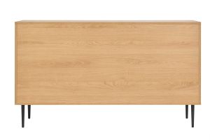 Buffet design en bois clair chêne massif gravé et métal noir 3 portes L135 cm ARCHIPEL